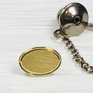 VTG Mens Tie Tack Oval Brushed Gold Tone Setting